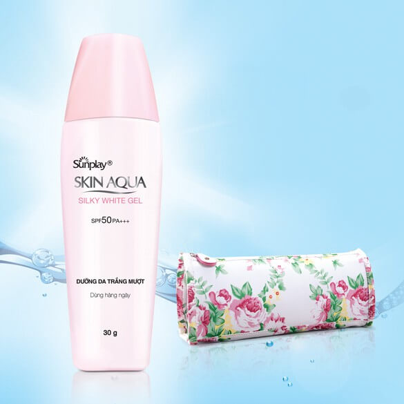 Kem chống nắng chống nắng Sunplay SKin Aqua Silky White màu hồng